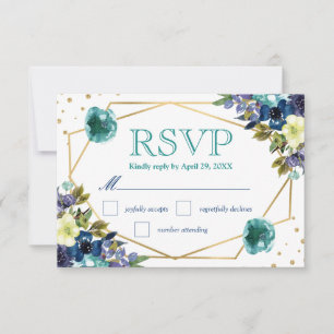 Boho Watercolor Winter Bloemen Bruiloft RSVP Kaartje