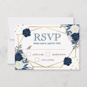 Boho Watercolor Winter Bloemen Trouw RSVP Kaart