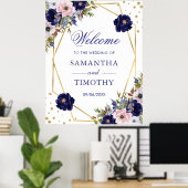 Boho Watercolor Winterbloemen Gouden Frame Bruilof Poster (Thuiskantoor)