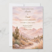 Boho Watercolor Woestijn Bruiloft Zuidwest Cactus Kaart (Voorkant)