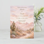 Boho Watercolor Woestijn Bruiloft Zuidwest Cactus Kaart (Staand voorkant)