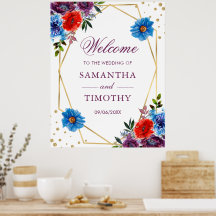Boho Watercolor Zomer Bloemen Gouden Frame Bruilof
