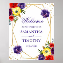 Boho Watercolor Zomer Bloemen Gouden Frame Bruilof