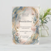 Boho Watercolour Bloemen Bruiloft Uitnodiging (Staand voorkant)