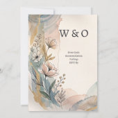 Boho Watercolour Bloemen Bruiloft Uitnodiging (Achterkant)