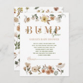 Boho Waterolor Bloemen Baby shower Bump Game Informatiekaartje (Voorkant / Achterkant)