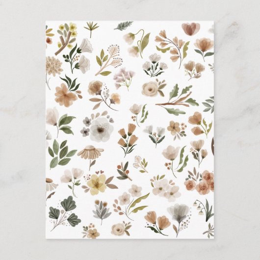 Boho Waterolor Bloemen Baby shower Bump Game Informatiekaartje (Achterkant)