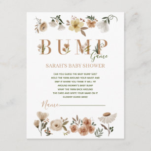 Boho Waterolor Bloemen Baby shower Bump Game Informatiekaartje