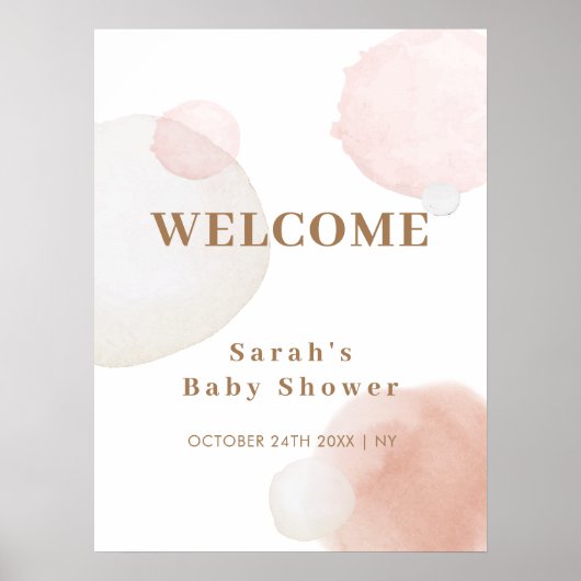Boho Waterverf Abstract Baby shower Welkom Poster (Voorkant)