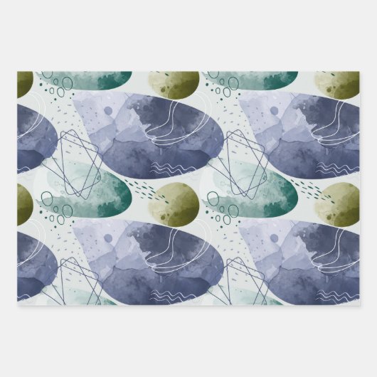 Boho Waterverf Abstract Inpakpapier Vel (Voorkant)