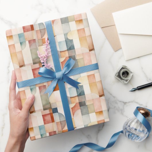 Boho Waterverf Abstracte Kunst Cadeaupapier (Geschenken)