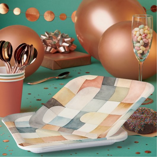 Boho Waterverf Abstracte Kunst Papieren Bordje (Multi)