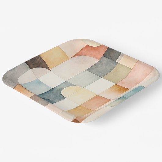 Boho Waterverf Abstracte Kunst Papieren Bordje (Gebogen)