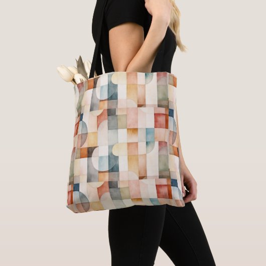 Boho Waterverf Abstracte Kunst Tote Bag (Dichtbij)