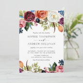 Boho Waterverf Autumn Blooms Weddenschap Kaart (Staand voorkant)