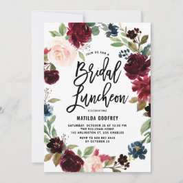 Boho Waterverf Autumn Floral Bridal Luncheon Kaart