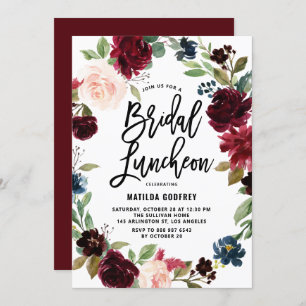 Boho Waterverf Autumn Floral Bridal Luncheon Kaart