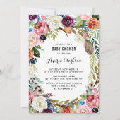 Boho Waterverf Autumn Floral Lijst Baby shower Kaart (Voorkant)