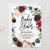 Boho Waterverf Autumn Floral Wreath Baby shower Kaart (Voorkant)