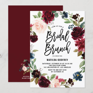 Boho Waterverf Autumn Floral Wreath Bridal Brunch Kaart