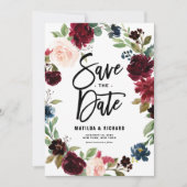Boho Waterverf Autumn Floral Wreath Save The Date (Voorkant)