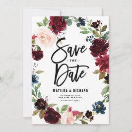 Boho Waterverf Autumn Floral Wreath Save The Date
