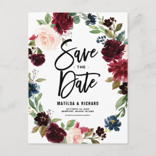 Boho Waterverf Autumn Floral Wreath Save the Date Briefkaart