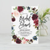 Boho Waterverf Autumn Floral Wreath Vrijgezellenfe Kaart (Staand voorkant)