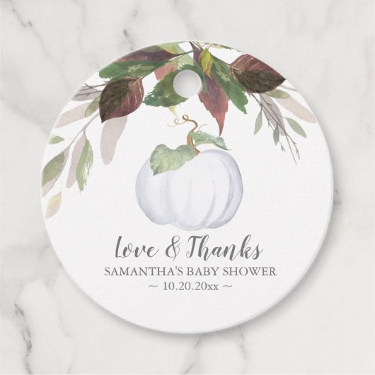 Boho Waterverf Autumn White Pumpkin Bedankjes Labels (Voorkant)