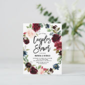 Boho Waterverf Autumn Wreath Couples Shower Uitnodiging Briefkaart (Staand voorkant)
