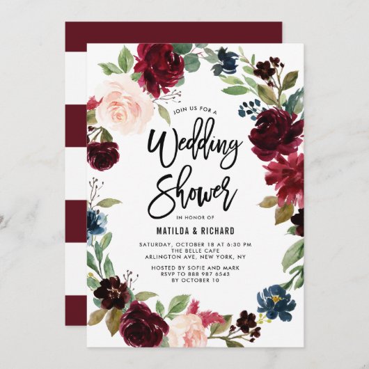 Boho Waterverf Autumn Wreath Wedding Shower Kaart (Voorkant / Achterkant)