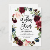 Boho Waterverf Autumn Wreath Wedding Shower Uitnodiging Briefkaart (Voorkant / Achterkant)