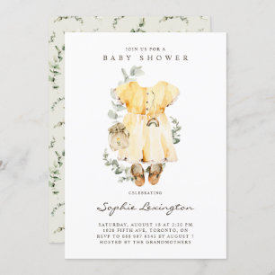 Boho Waterverf Baby Dress Eucalyptus Baby shower Kaart