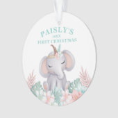 Boho Waterverf Baby Elephant kerstfoto Ornament (voorkant)