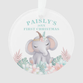 Boho Waterverf Baby Elephant kerstfoto Ornament