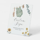 Boho Waterverf Baby shower Aangepast Tekstteken Reclamebord Met Voetstuk (Voorkant)