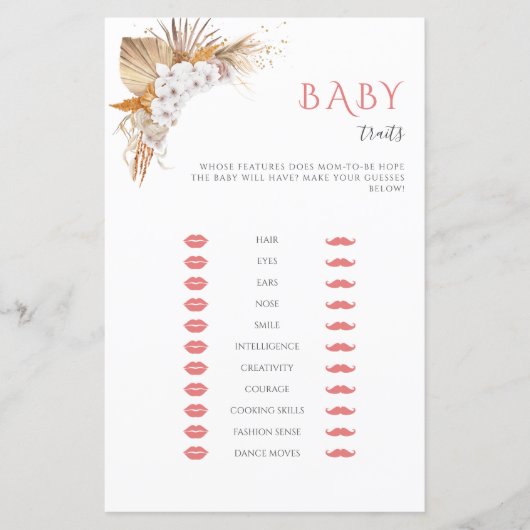 Boho Waterverf Baby shower Game Baby (Voorkant)