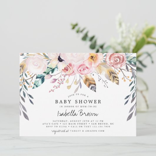 Boho waterverf baby shower kaart (Staand voorkant)