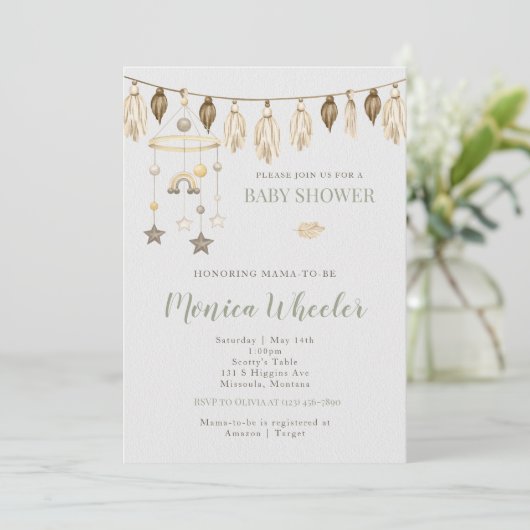 Boho Waterverf Baby shower Kaart (Staand voorkant)