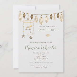 Boho Waterverf Baby shower Kaart
