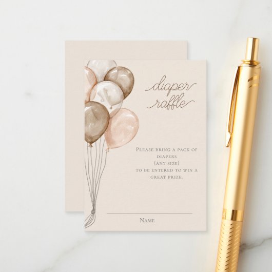 Boho Waterverf Baby shower Luier Raffle Informatiekaartje (Voorkant / Achterkant in situ)