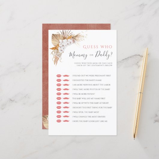 Boho Waterverf Baby shower speelt mama of papa (Voorkant / Achterkant in situ)