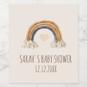 Boho Waterverf Baby shower Wijnlabel Wijn Etiket (Enkel label)