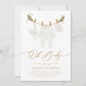 Boho Waterverf Babykleding Baby shower Kaart (Voorkant)