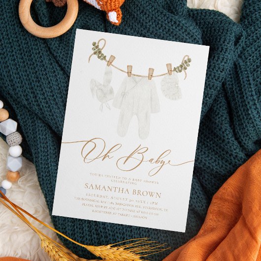 Boho Waterverf Babykleding Baby shower Kaart