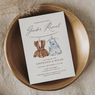 Boho Waterverf Babykleding Geslacht onthullen Kaart