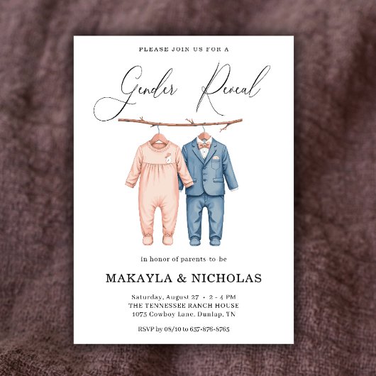 Boho Waterverf Babykleding Geslacht onthullen Kaart