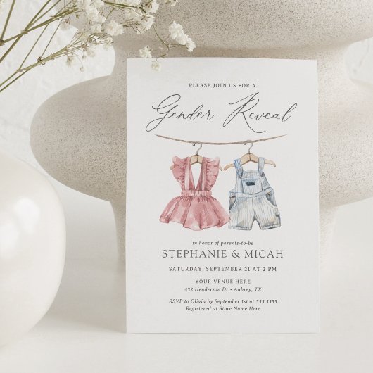 Boho Waterverf Babykleding Geslacht onthullen Kaart