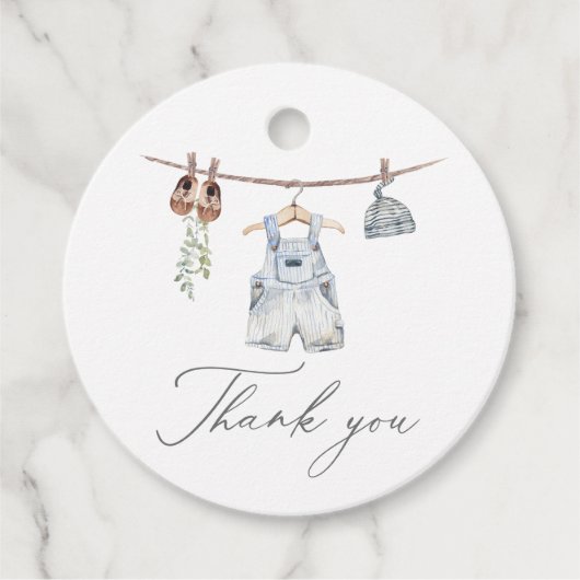 Boho Waterverf Babykleding Jongen Baby shower Bedankjes Labels (Voorkant)