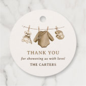 Boho Waterverf Babykleding Jongen Baby shower Bedankjes Labels (Achterkant)